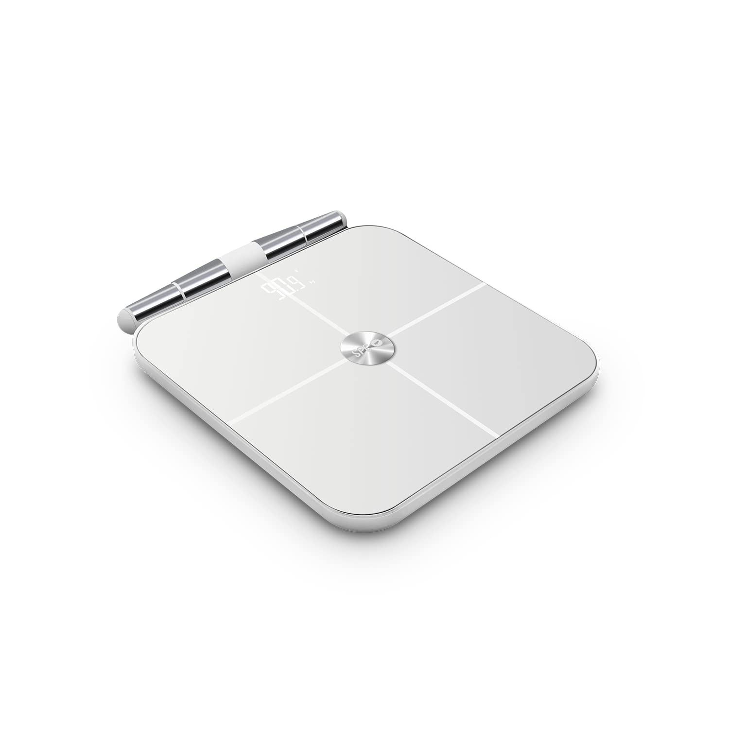 SPC Atenea Fit Pro - Báscula inteligente de análisis corporal con 8 electrodos para medición de grasa corporal y muscular, 28 métricas, seguimiento por App y alta precisión profesional, Blanco