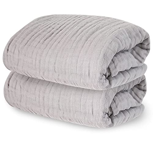 (ケラッタ) イブル ベビー バスタオル タオル 赤ちゃん 6重ガーゼ 105×105cm 正方形 (グレー 2枚セット)