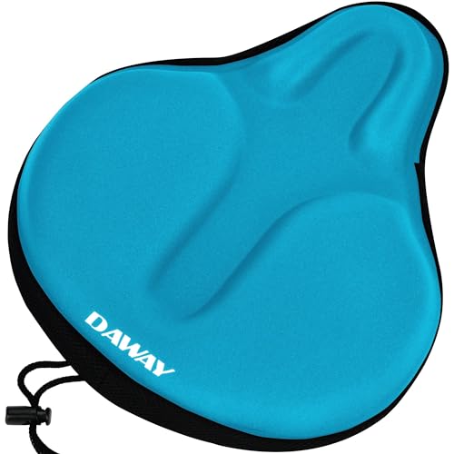 DAWAY Extra Soft Bike Seat Cushion - C6 Large Exercise Bicycle Saddle Cover, Thick Widen Foam & Gel Padded, Comfort Breathable Cycling Pad, Fit for Peloton Bikes, Indoor Outdoor Bycicle