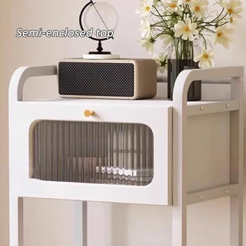 Robot Vacuum Cleaner Storage Rack with Drawer, Sweeping Robot Stand with Pulleys for Living Room & Bathroom - Space-Saving Organizer, Gray Robot Storage Solution