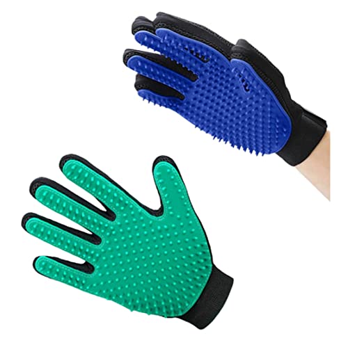 IMNOCARE Combo Two Pack Duel Color Hand Pet Grooming Glove – Gentle Deshedding Brush Glove – Efficient Pet Hair Remover Mitt- Perfect for Dog & Cat with Long & Short Fur – 1 Pair