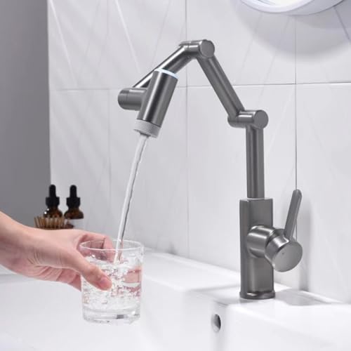 Robinet de lavabo pliant gris pistolet pour simplifier votre routine