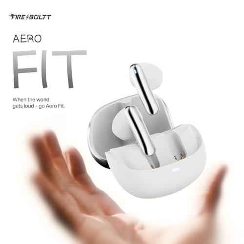Image of Fire-Boltt Aero Fit TWS Earbuds with Custom EQ, Bluetooth 5.4 Wireless Earphones, 50H Playtime, Fast Charging Case, 50ms Low Latency Gaming & Touch Controls Polar White