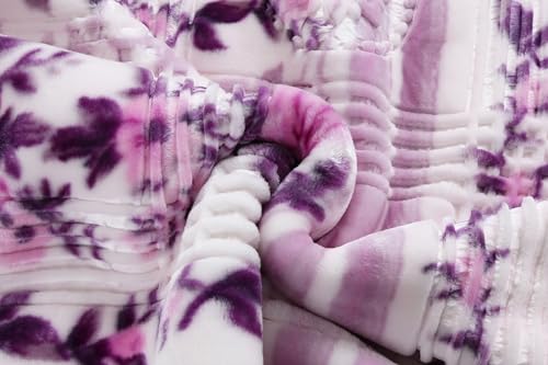 Image of Nestl 12 Lbs Velvet Fleece Blanket for Winter - 2 Ply Heavy & Warm Korean Style Bed Blanket - Reversible Printed Raschel King Size Blanket - Wrinkle & Fade Resistant - 87 x 94 Inches - Lavender