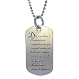 Spanish Serenity Prayer Stainless Steel Dog Tag Necklace