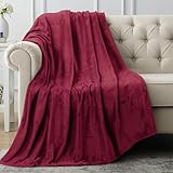 Utopia Bedding Fleece Blanket Throw Size Burgundy 300GSM Luxury Anti-Static Fuzzy Soft Microfiber Blanket for Couch, Sofa and Bed (60x50 Inch)