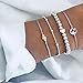Produktbild Fairvir Boho-Armband mit grauem Herz-Edelstein, Handkette, Perlen, Party, Strand, Landkarte, Schmuck, Zubehör für Frauen und Mädchen (4 Stück)