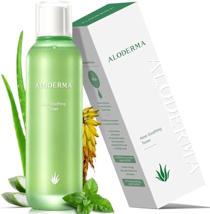 Aloderma Soothing Facial Toner Made with 91% Organic Aloe Vera, Alcohol Free Toner for Face for Sensitive Skin with Allantoin and Hyaluronic Acid - Natural Aloe Face Toner for Dry, Red Skin - 4.2 oz