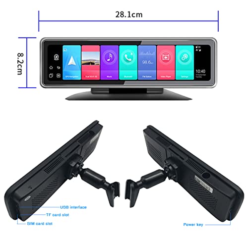 Câmera veicular espelhada Android 9.0 para carros 360° 4CHs gravação de câmeras, visão noturna infra