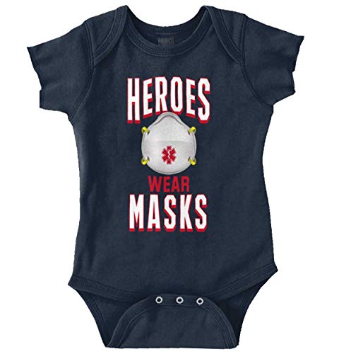 Heroes Wear Masks Nurses & Medical Professionals COVID-19 Coronavirus Romper Bodysuit Navy