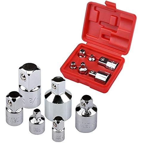 Oziral 6 Piece Socket Adapter and Reducer Set, 1/4-inch, 1/4-inch, 3/8-inch, 1/2-inch Ratchet/Socket Set/Extentsion Conversion Kit, Premium Chrome Vanadium Steel with Mirror Finish Cover