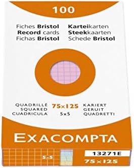 Exacompta - Ref 13300B - Bristol Record Card (Pack of 100) - A7 in Size, 205gsm Card, Compatible with Printers - Suitable for Exam Revision & Notes - White