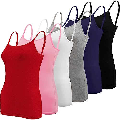 Image of BQTQ 6 Pcs Women's Camisole Tank Tops Spaghetti Strap Undershirts Basic Camisoles