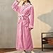 Terrycloth Bathrobes for Women Luxury Plush Fleece Long Bathrobe Fluffy Soft Lightweight Warm Pajamas Sleepwear Full-Length Shawl Collar Comfy Housecoat with Pockets Plus Size Pink