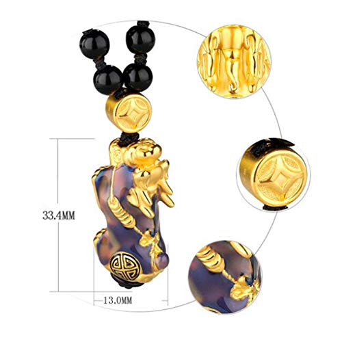 Baoblaze Feng Shui Obsidian Preto Esculpido Talão Pixiu Pulseira - Preto