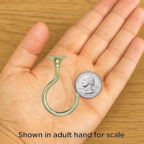 Image of Heavy Duty Ceiling Hooks for Hanging Plants 2 Pack (Gold) | Holds 30 lbs on wood & concrete, 20 lbs on drywall; 2.4 inch zinc alloy swag hook for chandeliers, macrame & wind chimes