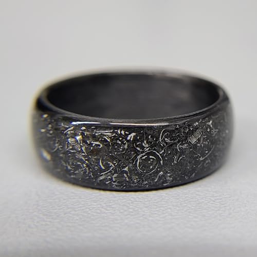 Carbon Fiber Ring with Real Gibeon Meteorite Inlay for men or women - Handmade Ring Band - sizes 4-16 - Custom bandwidths - Made in USA - Lightweight - Waterproof4
