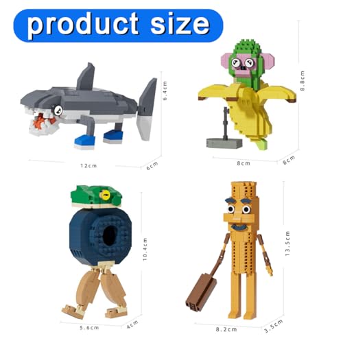 KEMUZ 4 Stück Tung Tung Tung Sahur Figur Bausteine, Italian Brainrot Trallalero Trallala Bausteine, Brr Brr Patapim Figuren Set, Tralalero Tralala Sammlerfigur Zum Sammeln Und Dekorieren Bausteine(A)
