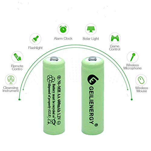 BAOBIAN AA 600mAh 1.2V NiMH Rechargeable Batteries for Solar Light,Solar Lamp,Garden Lights Green(8 PCS)