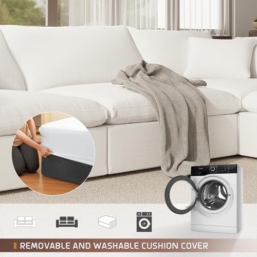 Image of Modular Sectional Sofa Cloud Couch,78.6 inch Down Filled Comfy Cloud Modern Sofa,2 Seater with White Linen Couch Cushion Covers Removable Furniture for Living Room