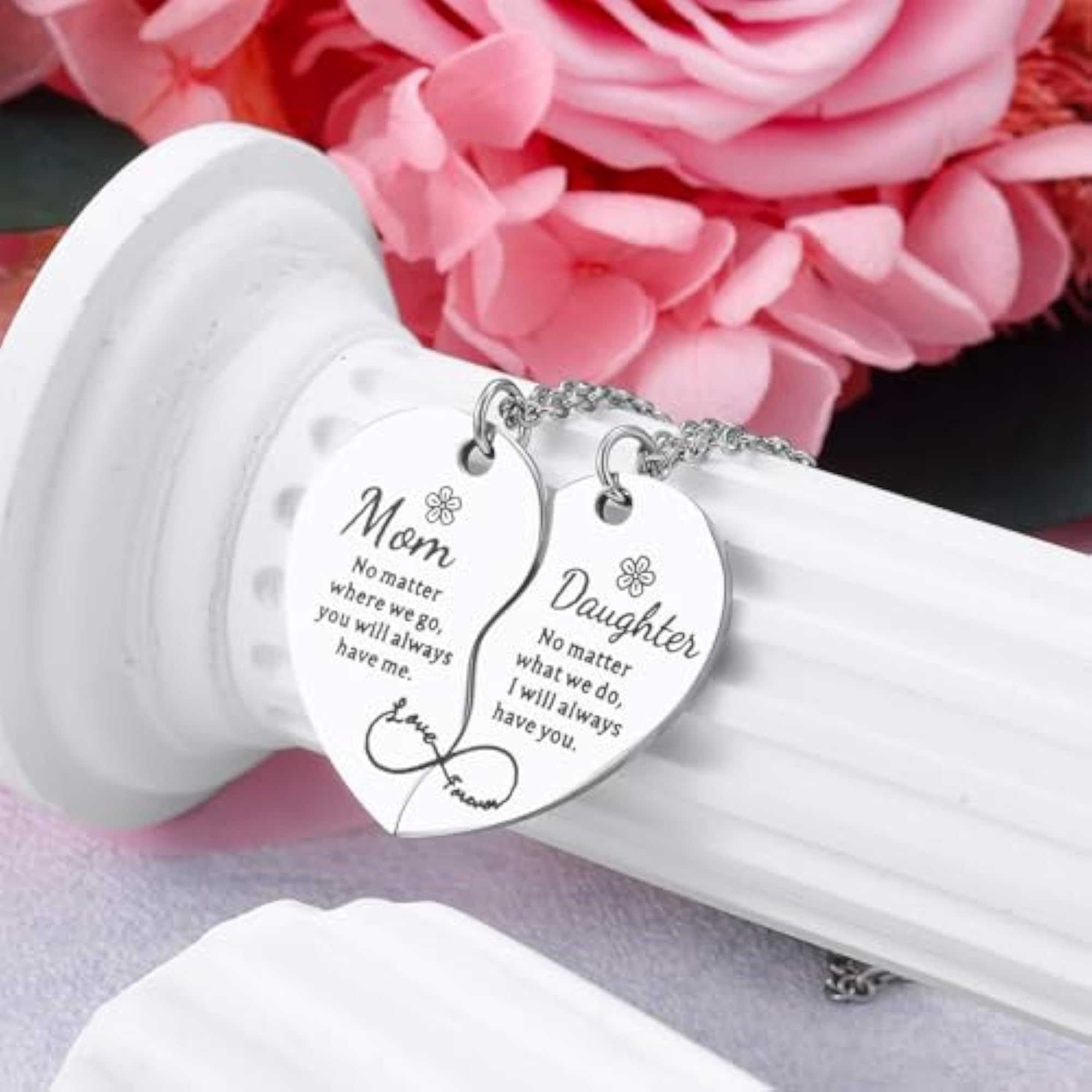 2PCS Mother-Daughter Heart Pendant Necklace Set, Perfect Gift