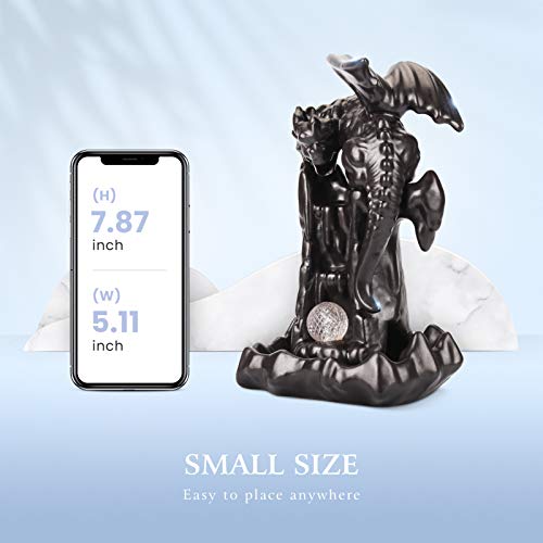 Yajodi Ceramic Dragon Backflow Incense Holder Waterfall Incense Burner, Smoke Incense Holder,With 70 Backflow Incense Cones + 50 Incense Stick,1 Mat,1 Tweezers Aromatherapy Ornament Home Decor（Brown） #TOP3