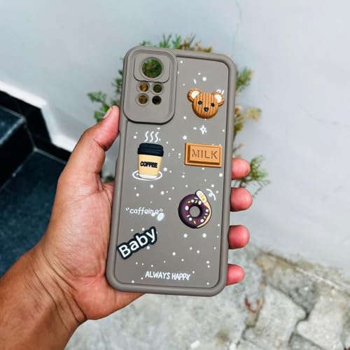Image of Outlouders Back Cover for Redmi Note 11 Pro /Note 11 Pro Plus 5G | 3D Cartoon Bear Cute Fun Silicone Full Body Protection Bumper Case (Brown)