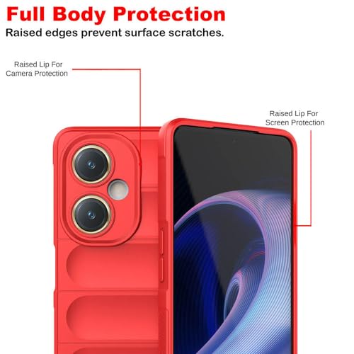 Image of amazon basics Mobile Cover for Vivo Y27 4G | Full Camera Protection | Liquid Silicon Case | Flexible Bumper Case for Vivo Y27 4G (Red)