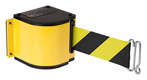 Lavi Industries 50-3016M/YL/18/SF Quickmount 18' Retractable Belt Safety Barrier, Yellow with Safety Hatch Belt