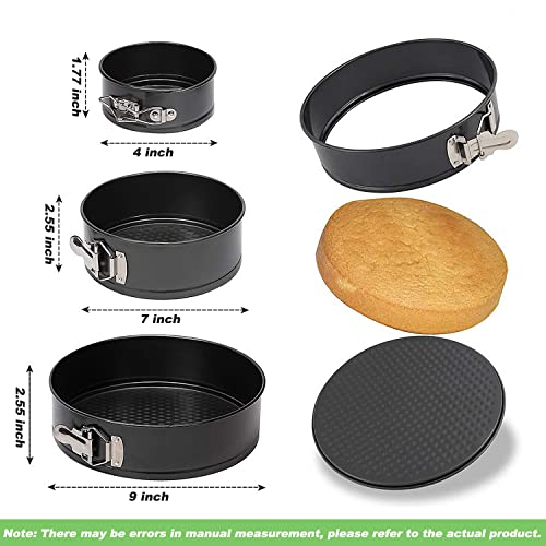 Suuker Springform Pan Set Of 3 (4" 7" 9"),Round Non-Stick Cheesecake Pans Spring Form For Cheesecake,Tier Wedding Cakes,Pizzas,Removable Bottom,Leakproof Bakeware Sets With Small,Medium,Large #TOP4