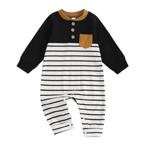 Image of Kuriozud Newborn Infant Unisex Baby Boy Girl Clothes Button Romper Jumpsuit Basic One Piece Outfits
