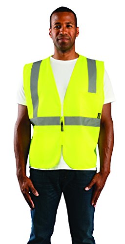 Image of OccuNomix ECO-ISZ-Y3X High Visibility Value Solid Standard Zipper Safety Vest, Class 2, 100% ANSI Polyester Tricot, 3X-Large, Yellow