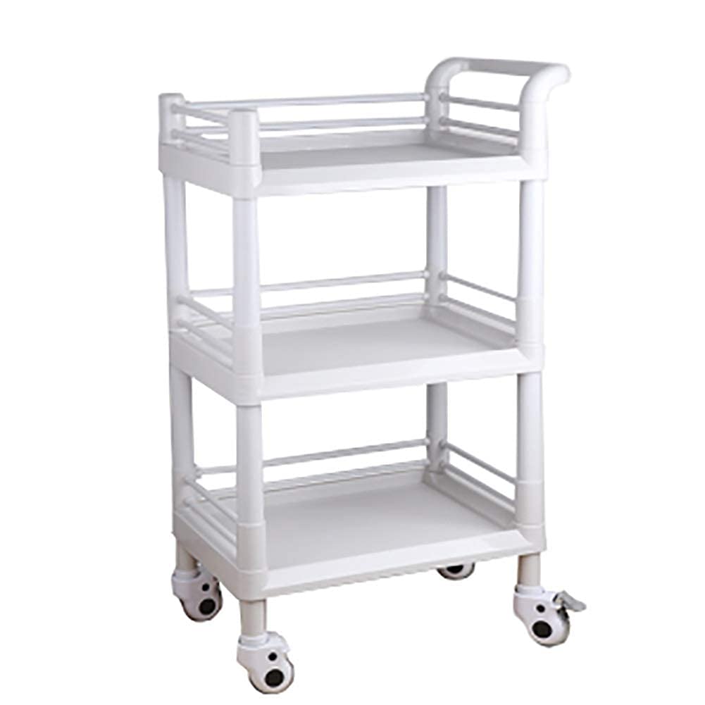 Carrelli Mobili, Carrello per Uso Domestico Carrello 3-Shelf Beauty Trucco Spa con Ruote Rotolanti, Strumento, Attrezzature Mediche Ospedaliere/Bianco/54 * 37 * 98 cm