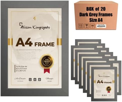 Alison Kingsgate A4 Rustic Frame With Clear Perspex Front & Wall Mounted Hook- A4 Rustic Picture Frame in Size 29.7x21cm A4 Rustic Photo Frame - Rustic A4 Frame (Rustic)
