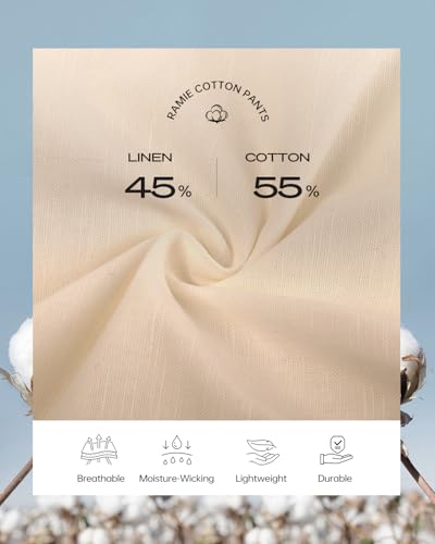 Zylioo Linen Pants Women Tall 30 Inseam, Lightweight Palazzo Pants for Tall Ladies, High Waisted Wide Leg Casual Pants Beige4