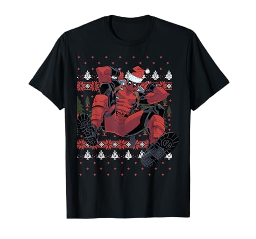 Marvel Deadpool Ugly Christmas Sweater Style T-Shirt