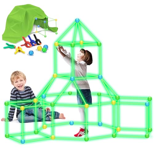 YOOHBERRYS Höhle Bauen Kinder, 130 PCS Im Dunkeln Leuchtendes Konstruktionsspielzeug, Indoor Spielhaus Höhle Kinder Spielzeug, Crazy Forts für Jungen Mädchen