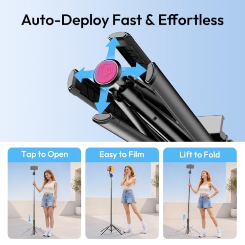 Image of ULANZI SK32 Selfie Stick w Remote, 71''Auto Open & Lift-Close Phone Tripod