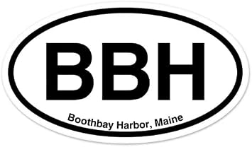 BBH Boothbay Harbor Maine Oval Vinyl Car Bumper Window Sticker 3" x 2"