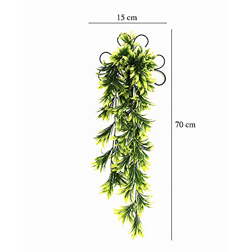 Image of Foliyaj Artificial Green Leaf Vine with Metal Wall Stand | Decoration Items for Living Room | Creeper for Wall Decor (Length 70 cm + 1 Metal Wall Stand)