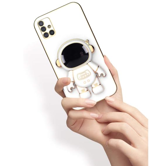 Image of for Samsung Galaxy A71 Case Cute 3D Astronaut Stand Design Camera Protection Shockproof Soft Back Cover for Samsung Galaxy A71 (White)