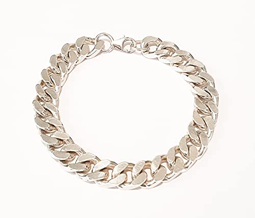 Wide Chain Link Bracelet Curb Bracelet 8.5Mm Handmade 925 Sterling Silver Gift For Men Or Women Chunky Thick Heavy (8, Silver) #TOP7