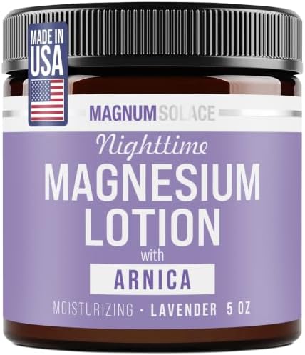 Magnum Solace Nighttime Magnesium Lotion with Arnica โ Highly Concentrated Magnesium for Muscles & Joints โ Apply to Legs or Feet Before Bed โ Skin-Friendly