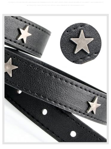 Pooyikoi Women's Leather Belt Black Belt Women Fashion Soft Faux Leather for Jeans Pants Star Belts Y2k Accessories2
