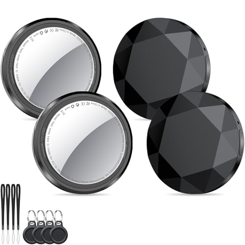Immagine prodotto: Air Tracker Tag 4 pezzi Nero, Bluetooth Trova Oggetti Compatibile con Apple Dov'è (solo iOS), Smart Tracker Localizzatore per Bagagli/Borse/Portafogli/Zaini, Chiavi Tag Tracking, Batteria Sostituibile