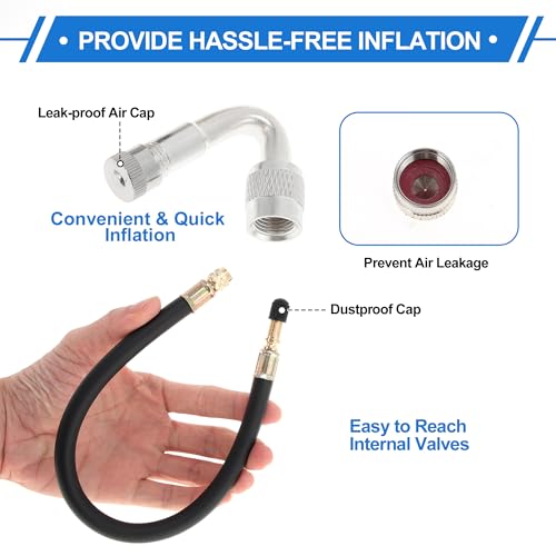 Image of Motoforti 1set 45 Degree Copper Tire Valve Extension with Durable Plastic 350mm Tyre Valve Inflation Adapter for Car Motorcycle RV Truck Bike