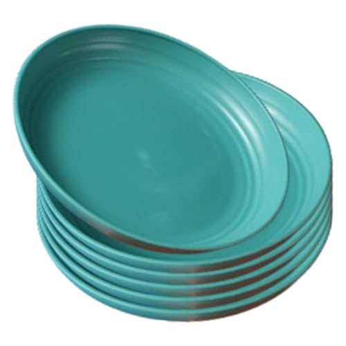 Image of YANCI 23 cm Large Deep Plastic Plates, Unbreakable and Reusable Light Weight Dinner Plates Pasta and Dumpling Bowl Microwave Safe BPA Free Dishwasher Safe, Set of 6, Dark-Green