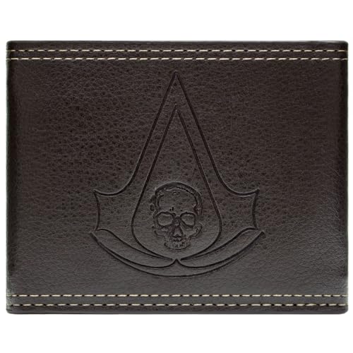 Assassin's Black Flag Creed Live by The Creed Portefeuille/Porte-Monnaie Bi-Fold Pièces & Cartes, Marron