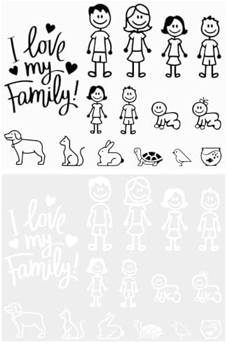 Decalcomanie Famiglia Felice Per Auto - Set Da 10 Adesivi Impermeabili, Personalizzabili - Foto 3