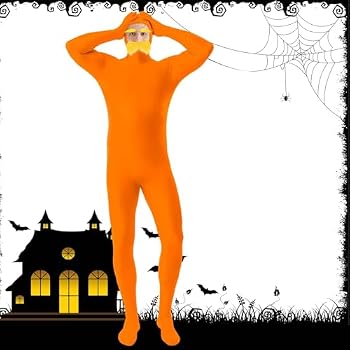 Mono Naranja Ajustado Para Adultos Con Bigote Y Cejas, Traje De Pantalla Verde, Ideal Para Halloween, Carnaval, Fiestas De Disfraces Y Cosplay